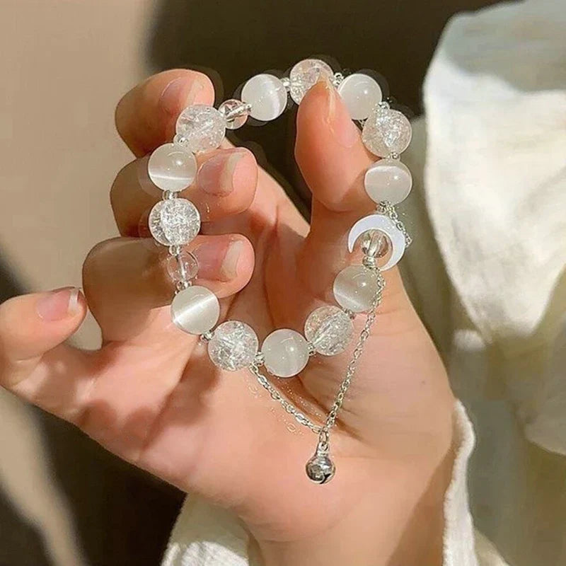 Simple Green Popcorn Beaded Crystal Bracelet for Women 紫牙粉