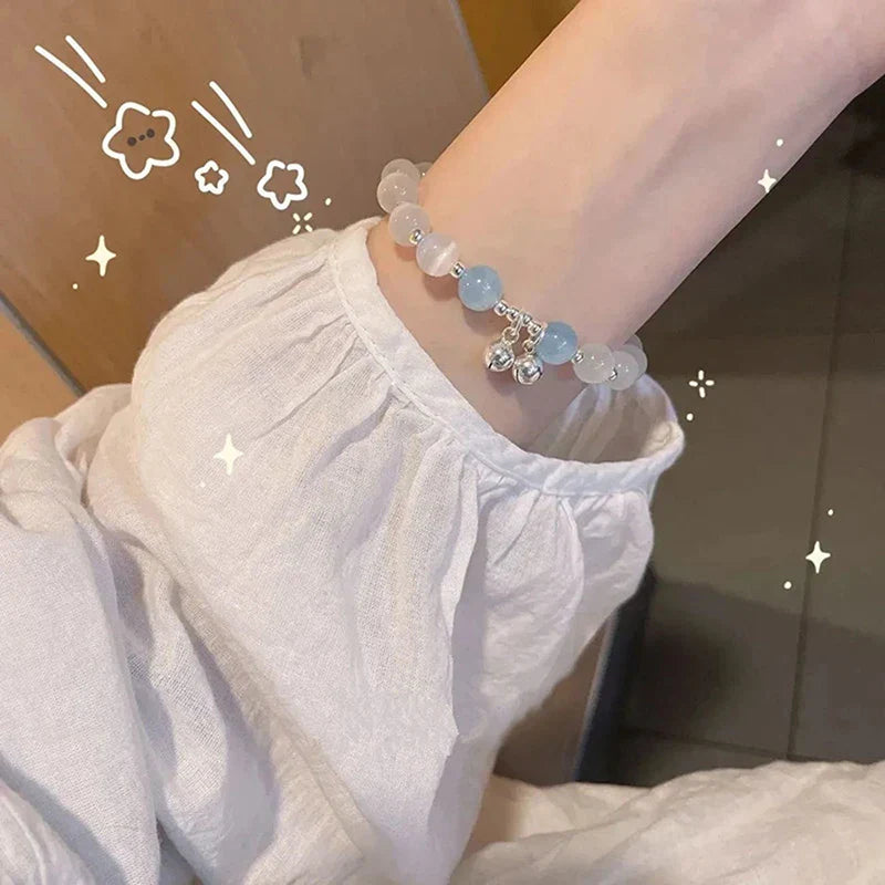 Simple Green Popcorn Beaded Crystal Bracelet for Women 紫牙粉