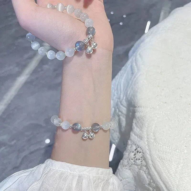 Simple Green Popcorn Beaded Crystal Bracelet for Women 紫牙粉