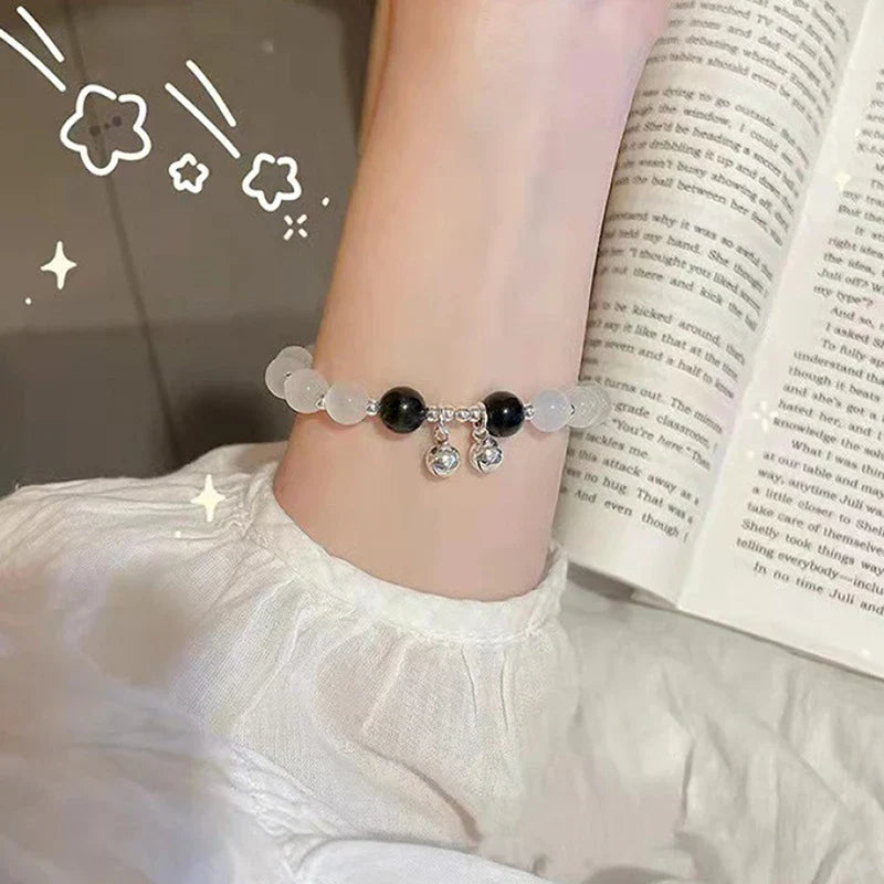 Simple Green Popcorn Beaded Crystal Bracelet for Women 紫牙粉
