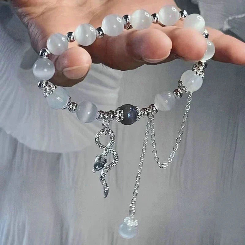 Simple Green Popcorn Beaded Crystal Bracelet for Women 紫牙粉