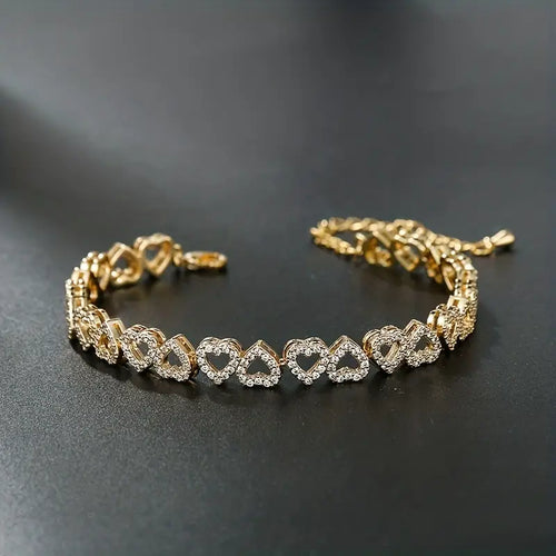 Elegant Shining Cubic Zirconia Heart Bracelet quban假牙