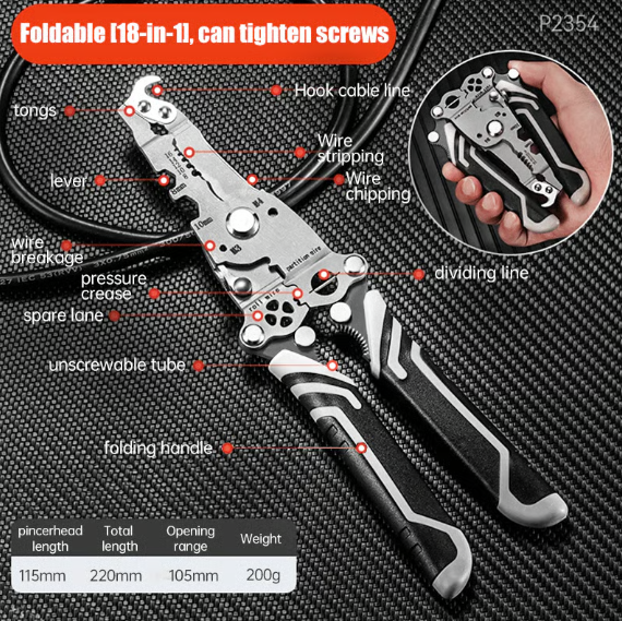 💥2026 New Upgrade💥Freelodrstar™ Multifunctional Folding Wire Stripper-Professional Electrician Tool