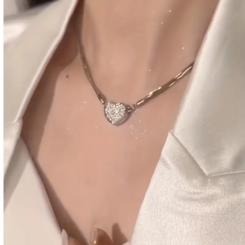 Luxury Heart-Shaped Zircon Multilayer Magnet Necklace------bixi