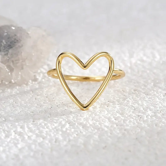 Hollow Big Heart Stackable Ring小黑条