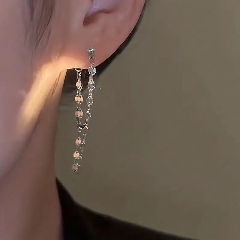 Glossy Chain Tassel Dangle Earrings耳环链子