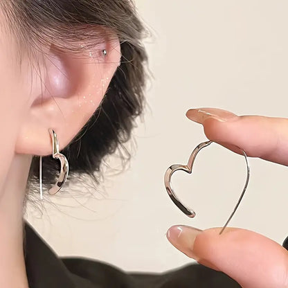Irregular Heart Design Hoop Earrings-01