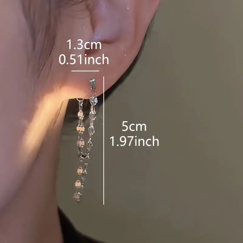 Glossy Chain Tassel Dangle Earrings耳环链子