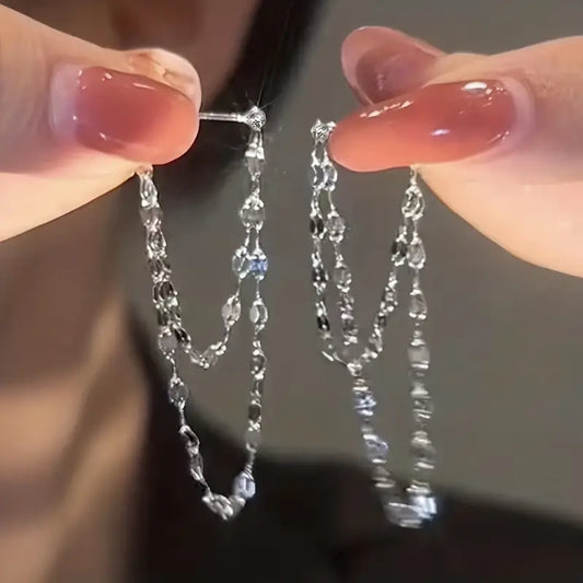 Glossy Chain Tassel Dangle Earrings耳环链子