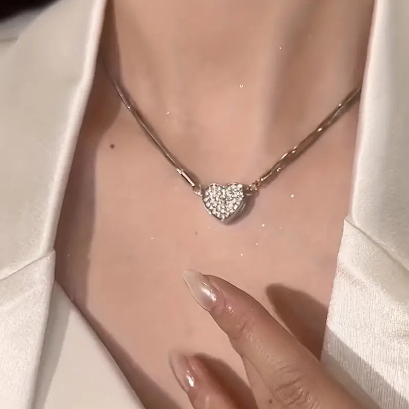 Luxury Heart-Shaped Zircon Multilayer Magnet Necklace------bixi