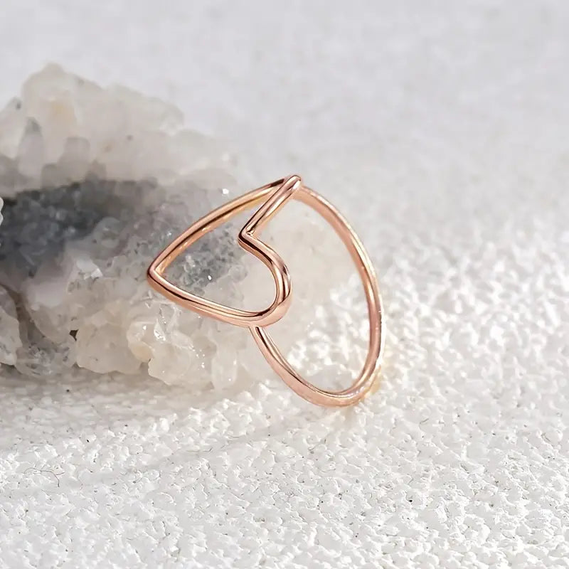 Hollow Big Heart Stackable Ring小黑条