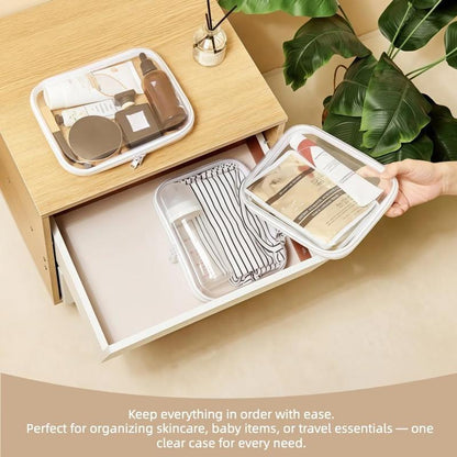 Clear Zippered Case, Waterproof Cosmetic Bag & Travel Organizer for Small Items