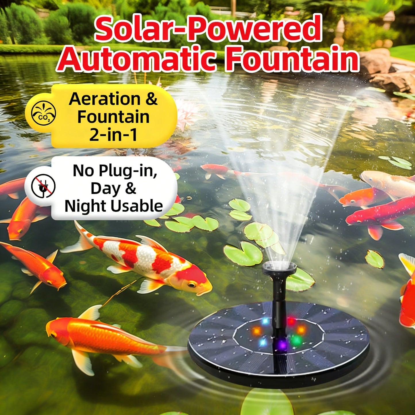 ⏰ Summer Blowout 50% OFF🌞QIAWI Solar Power 5.5W LED Fountain