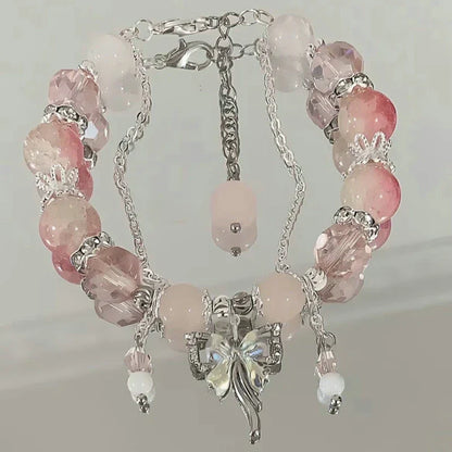 Simple Green Popcorn Beaded Crystal Bracelet for Women 紫牙粉