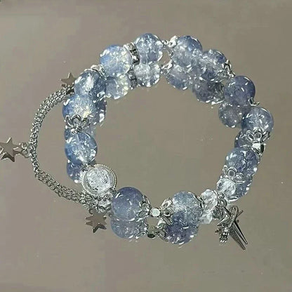 Simple Green Popcorn Beaded Crystal Bracelet for Women 紫牙粉