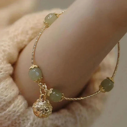 Simple Green Popcorn Beaded Crystal Bracelet for Women 紫牙粉