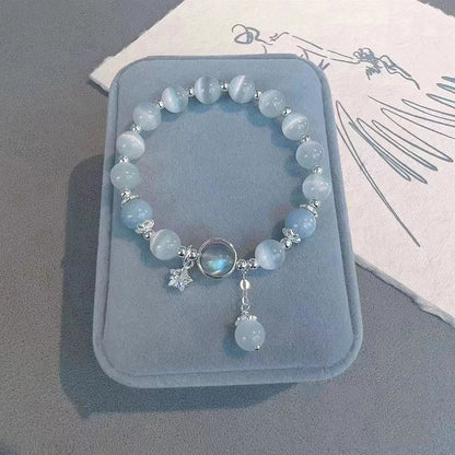Simple Green Popcorn Beaded Crystal Bracelet for Women 紫牙粉