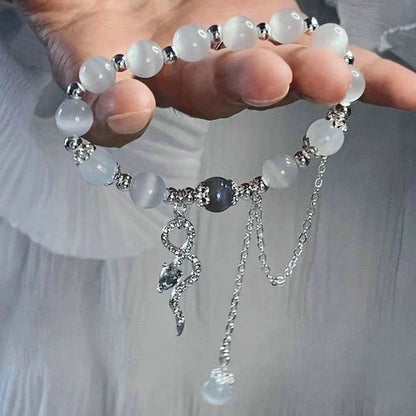 Simple Green Popcorn Beaded Crystal Bracelet for Women 紫牙粉