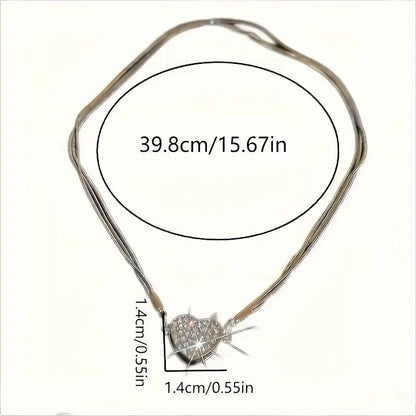 Luxury Heart-Shaped Zircon Multilayer Magnet Necklace------bixi