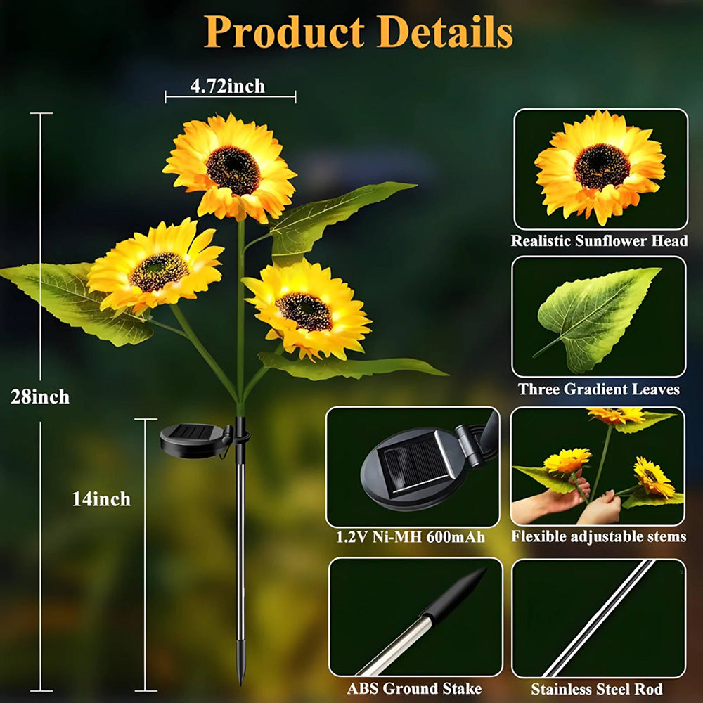 🌻 Waterproof Sunflower Solar Lights for Garden, Patio & Backyard Decor