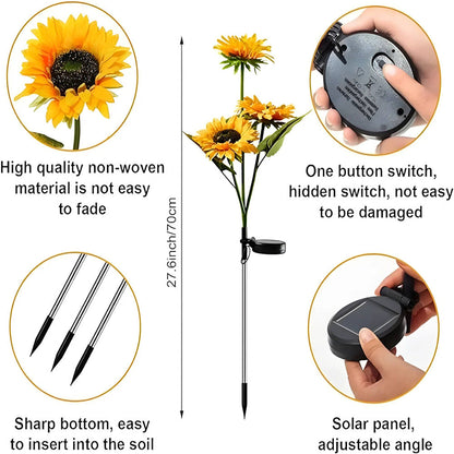 🌻 Waterproof Sunflower Solar Lights for Garden, Patio & Backyard Decor